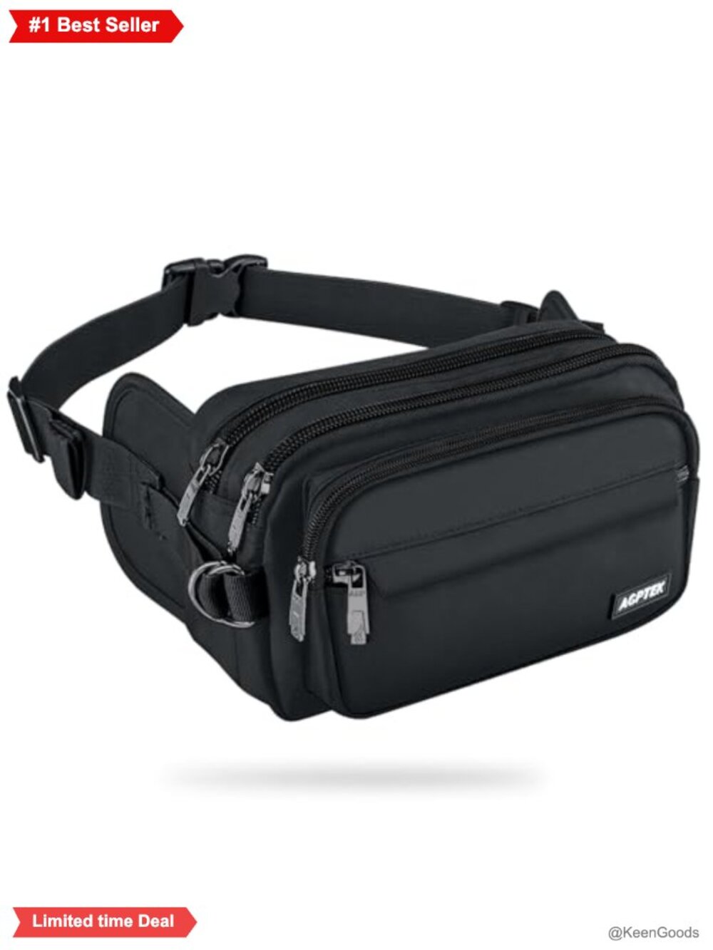 RFID Blocking Fanny Pack Waterproof Nylon Waist Bag Adjustable Strap Travel